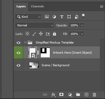 Photoshop screenshot depicting the layers of a PSD mockup template